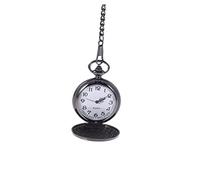 UKCOCO Mechanical Black Glossy Pocket Watch for Men Stainless Steel Case Removable Chain Hook White Dial Arabic Numeral Display Vintage Style Box