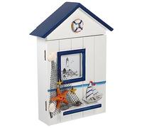 UKCOCO Mediterranean Style House Shaped Wall Key Storage Case Rustic Key Organizer Box Hanging Creative Home Decor for Hotels and Real Compact and Stylish