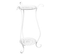 UKCOCO Metal Bird Bath Stand 23.6 Inch Tall Iron Base with Stable Construction and Easy Maintenance, Two-tier round Outdoor Pedestal for Garden and Yard Use