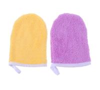 UKCOCO Microfiber Makeup Remover Gloves 2pcs Yellow and Purple, Reusable Face Cleansing Gloves for Gentle Exfoliation and Daily Skin Care Random Color