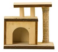 UKCOCO Mini Cat Scratcher Wear-Resistant Cat Tree Small Size Miniature House with European Style Wooden Double Bed for Micro Landscaping and Photo Prop