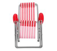 UKCOCO Miniature Beach Lounge Chair Model Micro Landscape Decor Lightweight Red Striped Mini Beach Chair for Dollhouse and DIY Scene Accessories