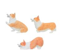 UKCOCO Miniature Corgi Dog Figures Resin Statue 3Pcs Animal Sculptures for Office Desk Home Interior Decoration