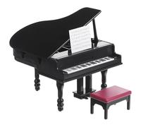 UKCOCO Miniature Dollhouse Piano: 1 Set Vintage Style with Stool for Dollhouse Scene - DIY Micro Landscape, Cake Topper and Musical Instrument Ornaments