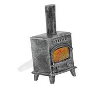 UKCOCO Miniature Fireplace Model Decor with Light Resin Doll House Supplies for Micro Landscape Adornments Black Chimney Design for DIY Home Decoration and Miniature Scene Crafting