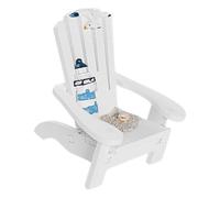 UKCOCO Miniature White Mediterranean Mini Beach Chair Model, Small Wooden Deck Chair Ornament for Dollhouse, Micro Landscape Decor for Tabletop and Ocean Scene