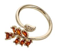 UKCOCO Minimalist Adjustable Geometric Leaf and Flower Ring for Women, Colorful Cubic Zirconia Autumn Statement Jewelry, Lightweight Fashion Accessory for Daily Wear