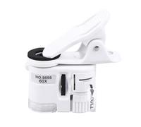 UKCOCO Mobile Phone Microscope Made of Plastic 60x with LED White Light, Portable Mini Clip Magnifier Includes Battery, for Close-up Photography and Video