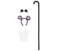 UKCOCO Mouse Costume Set with Comfortable Material and Blind Cane Sunglasses Halloween Featuring Mouse Ears Headband and Universal Fit for Adult Women for Themed Parties