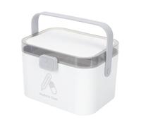 UKCOCO Multi-Layer Medicine Storage Box with Portable Handle Family Organizer for Emergency and Daily Medication Safe Rounded Edges Compact Grey Container for Home Use