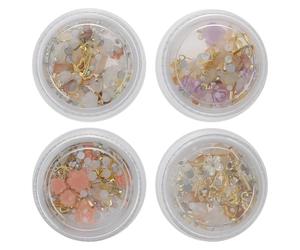 UKCOCO Nail Charms 4 Boxes with Zinc Alloy and Acrylic Material 3d Flowers Decorative Nail Art Decoration Creative Fashion Style Accessories for Personal and Professional Use