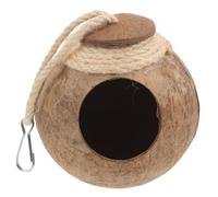 UKCOCO Natural Coconut Shell Bird Nest Hanging Parrot House Bed with Rope for Outdoor Resting and Breeding, Eco-friendly Birdcage Accessory for Budgie, Lovebird, Cockatiel