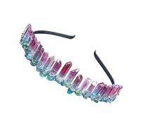 UKCOCO Natural Crystal Quartz Crown Headband for Women Elegant Pink and Green Hair Accessories Transparent Hair Hoop for Bridal and Party Use Unique Floral Design Headpiece