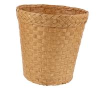 UKCOCO Natural Style Woven Straw Trash Can Narrow Multi Purpose Waste Basket for Bathroom and Bedroom Storage Handmade Decorative Garbage Holder with Delicate Craftsmanship and