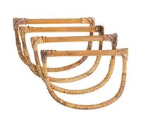 UKCOCO Natural Wood Rattan Handbag Handle 7 Inch 4 Pieces Sturdy Smooth Surface for DIY Woven Basket Accessories Random Color