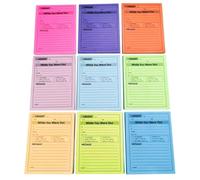 UKCOCO Nine-Color Fluorescent Memo Pads Portable Note Stickers Self-Adhesive Design for Home and Student Reminders