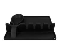 UKCOCO Non-Slip Silicone Spoon Rest and Cooking Utensil Holder for Kitchen Countertop, Black Stand for Ladle and Tongs, Cooking Gadget Suitable for Stove Top