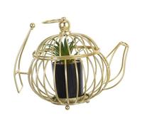 UKCOCO Nordic Style Fake Plant with Metal Kettle Pot Compact Faux Greenery Tabletop Decor for Home Office Bedroom Modern Minimalist Potted Bonsai Ornament Fade Resistant Artificial Plant