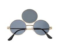 UKCOCO Novelty Three Circle Punk Sunglasses for Adults Retro Round Frame Funny Party Eyewear Comfortable Fit for Stage Performance Cosplay Street Photography