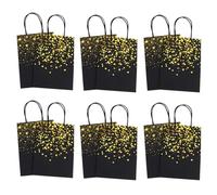 UKCOCO Paper Tote Bags Sanitary and Simple Design and with Handles Black Large Capacity 12pcs Foldable Paper Bags for Shopping School Party Favor
