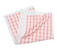 UKCOCO Pastel Pink 60cm Microwave Lace Dustproof Cover with Square Scalloped Plaid Pattern, Multifunctional Oven Grill Protector and Small Tablecloth for Kitchen and Dining Use