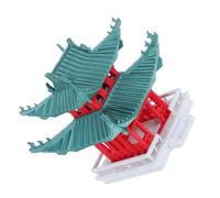 UKCOCO Pavilion Figurine Miniature Pavilion Statue Pla Red Handmade Fairy Garden Decor for Aquarium Fish Tank, Red Architectural Model