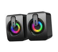 UKCOCO PC Speakers with Colorful LED Breathing Light USB Powered Desktop Speakers in Elegant Black Abs Material for Home Decoration and Gaming Computer Use