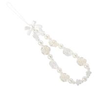 UKCOCO Pearl Beaded Mobile Phone Lanyard with Bowknot and Butterfly Charm Short Phone Chain Strap for Women Decorative Wrist Strap Suitable for Cases and Keys