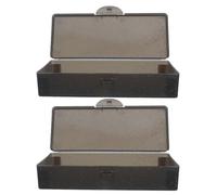 UKCOCO Pencil Cases Pencil Containers Black 2pcs Large Capacity Plastic with Snap Closure, Rectangular Hard Easy Maintenance and Organised Storage for Office and School