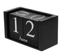 UKCOCO Perpetual Desk Calendar Blocks Practical Accessory European Style Wooden Black Wood Decorative Block Calendar for Office and Home Use