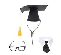 UKCOCO Pet Graduation Hat Costume Set for Dogs and Cats with Black Doctoral Cap, Tie, and Glasses - 3pcs Puppy Party Outfit for Birthday and Graduation Celebrations