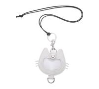 UKCOCO Pet Hair Storage Pendant Cat Memorial Box Pu Leather Keychain White Cat Head Shape Timeless Design Stylish Memorial Keepsake for Pet Owners
