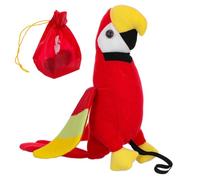 UKCOCO Pirate Costume Accessory Plush Parrot on Shoulder with Red Coin Bag Kids Adults Halloween Party Cosplay Prop
