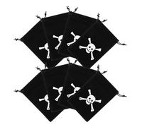 UKCOCO Pirate Drawstring Bags Cloth Material 8pcs with Skull Pattern Black Easy to Close and Open, Practical Coin Container for Birthday Party and Pirate Theme Parties