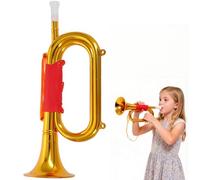 UKCOCO Plastic Bugle Toy: 33cm Golden Trumpet - Realistic Toddlers Instrument Kids Trumpet Bugle Horn Toy for Stage Performance Early Education Musical Tool