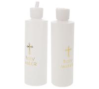 UKCOCO Plastic Holy Water Bottles with Cross Pattern and 2pcs, Portable and Practical Refillable Christian Holy Water Bottles for 250ml Each Travel and Church Use