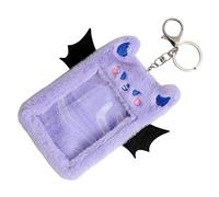 UKCOCO Plush Devil Wing Card Sleeve Keychain Visible Bus Id Card Holder Lightweight Protective Cover for School Office Library with Compact Design