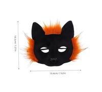 UKCOCO Plush Fox Half Face Mask with Black and Brown for Women Carnival Cosplay Halloween Masquerade Party Accessory