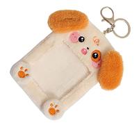 UKCOCO Plush Hanging Card Case Keychain Id Card Holder Cute Brown Dog Photo Sleeve for Credit School Bus