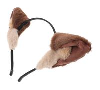 UKCOCO Plush Wolf Ear Headband Dark Brown Animal Hair Accessory Cute Cosplay Headdress for Halloween Costume and Face Washing Use