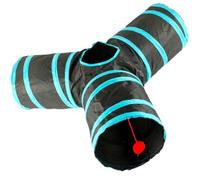 UKCOCO Polyester Cat Tunnel for Cats and Kittens, Y-shape Folding Tunnel with 3 Spacious Tubes and Small Ball, Promotes Exercise and Self-entertainment for Indoor Play
