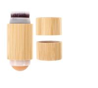 UKCOCO Portable Foundation Brush with Soft Fiber Bristles and Volcanic Rock Roller for Even Makeup Application, Wooden Handle Makeup Blending Brush for Liquid Foundation