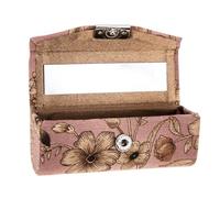 UKCOCO Portable Pink Leather Lipstick Holder with Mirror, Compact Lipstick Storage Box that Prevents Handbag Mess, Cosmetics Organizer for Travel and Everyday Use