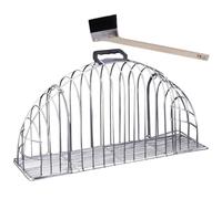 UKCOCO Portable Scratch-resistant Cat Shower Cage with Handle and Bath Brush, Metal Mesh Cat Grooming and Bathing Enclosure for Home Use, Size S, Silver