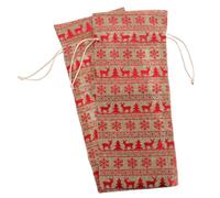 UKCOCO Pouches 2pcs Storage and Convenient for Drawstring Fabric Christmas Wine Bottle Bags with Elk Design, Textile Comfortable Touch, Festive Holiday Wine Bottle Covers