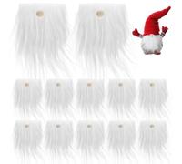UKCOCO Pre-Cut Gnome Beard Faux Fur Fabric: White Fur Fabric with Unfinished Wood Balls for DIY Craft Christmas Gnome,12 Set