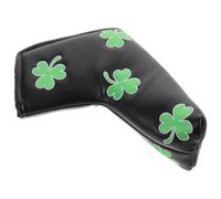 UKCOCO Pu Golf Putter Headcover with Shamrock Embroidery Pattern, Protective and Enhanced Cushioning Cover for Golf Club Putter, Stylish Black Design for Golfing the Course