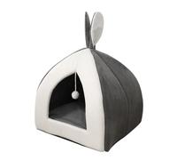 UKCOCO Rabbit Ear Pet Nest for Cats and Small Dogs, Grey Universal Cat Shelter with Soft Cushion, Hamster Hideout and Four-season Indoor Pet House Bed S