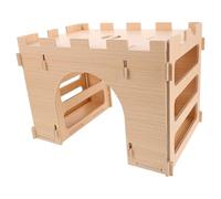 UKCOCO Rabbit Hay Feeder 3-in-1 Metal Hay Rack with Wooden Hideout for Small Animals Including Guinea Pigs, Hamsters and Bunnies - Hanging Food Holder for Cage Feeding Station