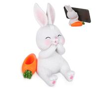 UKCOCO Rabbit Phone Holder Figurine Cartoon Multi-function Decoration Smartphone Living Room Cute Bunny Phone Stand Mobile Phone Rack Mobile Phone Mount Rabbit Decor White Resin
